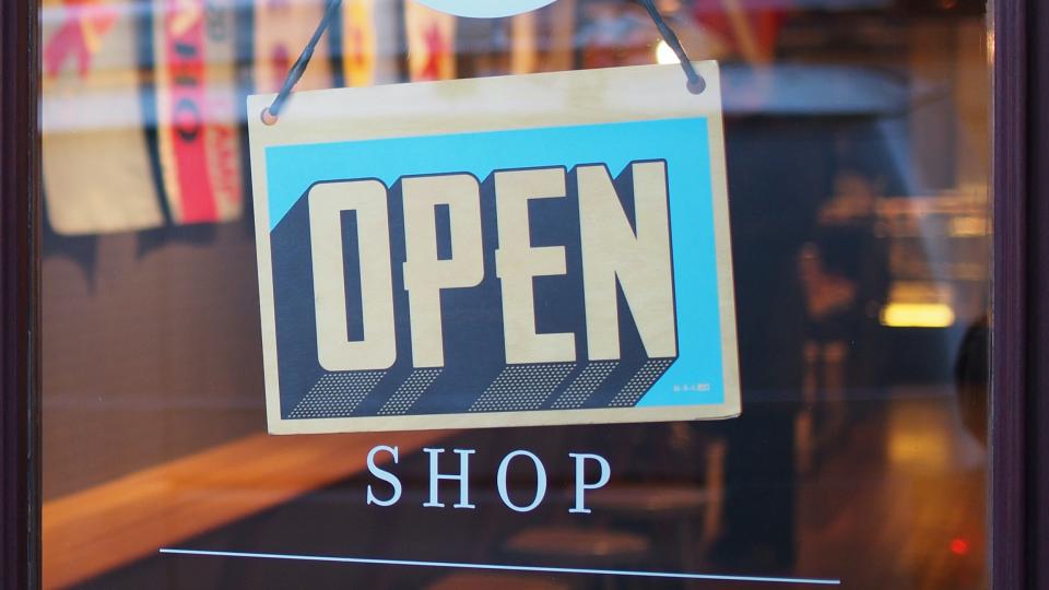 Open sign on shop door