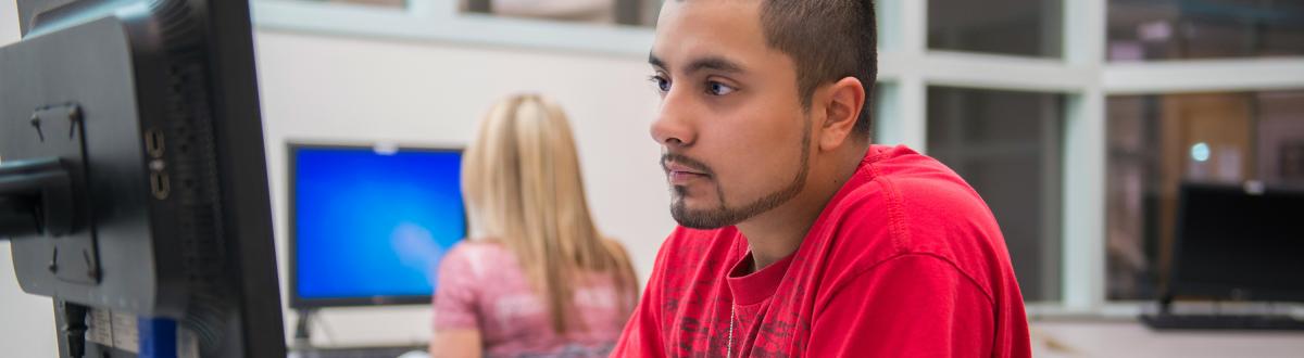 Male student in computer lab