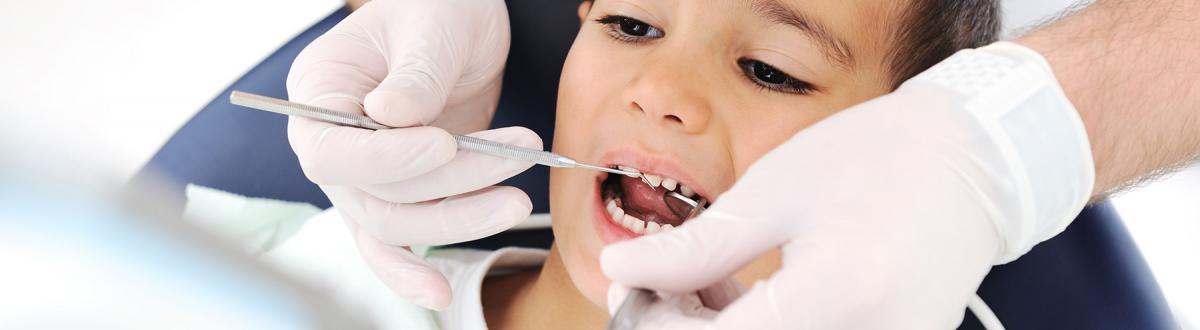 young boy getting a dental exam