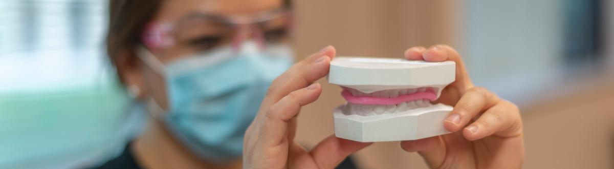 Dental Hygiene student examining mold