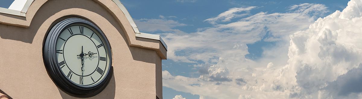 Clock on Davis Academic Building