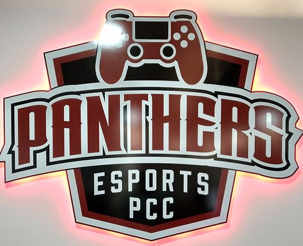 Panthers Esports at PCC sign on wall